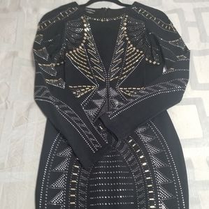 Bebe embellished lo g sleve dress size S